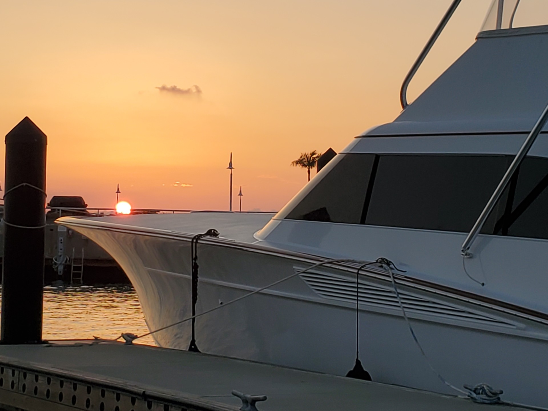 Yacht at sunset on Sarasota Bay